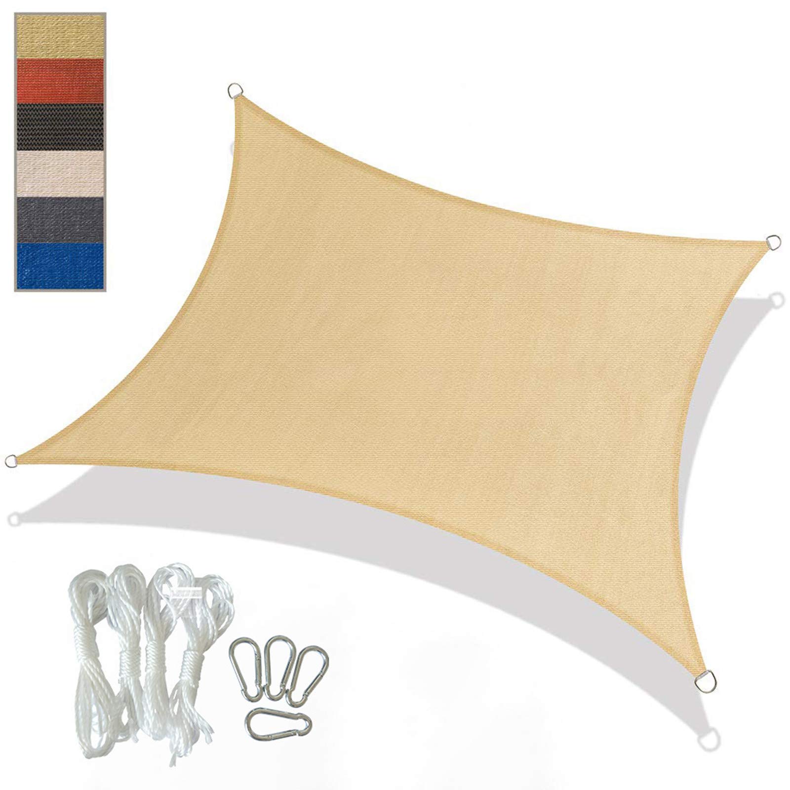 Voile d'ombrage beige 2x2m contre la chaleur pour manger sur la terrasse sans étouffer