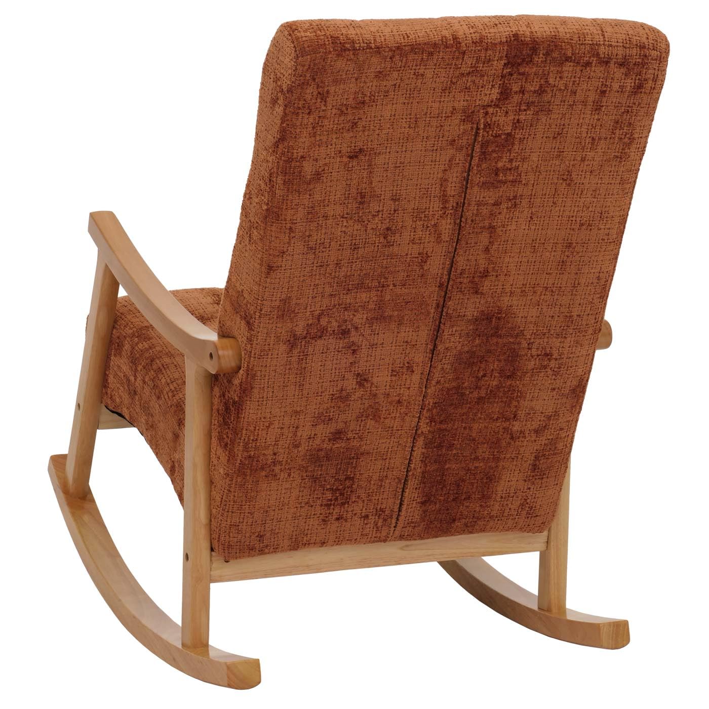 Mendler Fauteuil à Bascule HWC-K10 Chenille (465g/m²) Terracotta, piètement Naturel