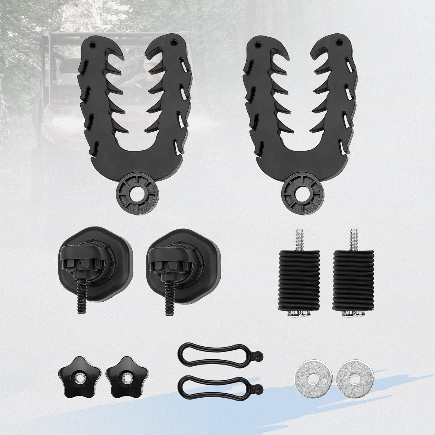 KEMIMOTO UTV Tool Holder Rack, Tie Down Anchor Compatible with Polaris Ranger General, Tool Holder Rack with Rubber Snubbers for Added Security