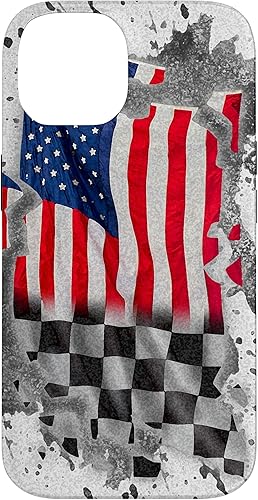 Vista 4 de iPhone 12 mini Car Racing bandera estadounidense pit crew Case