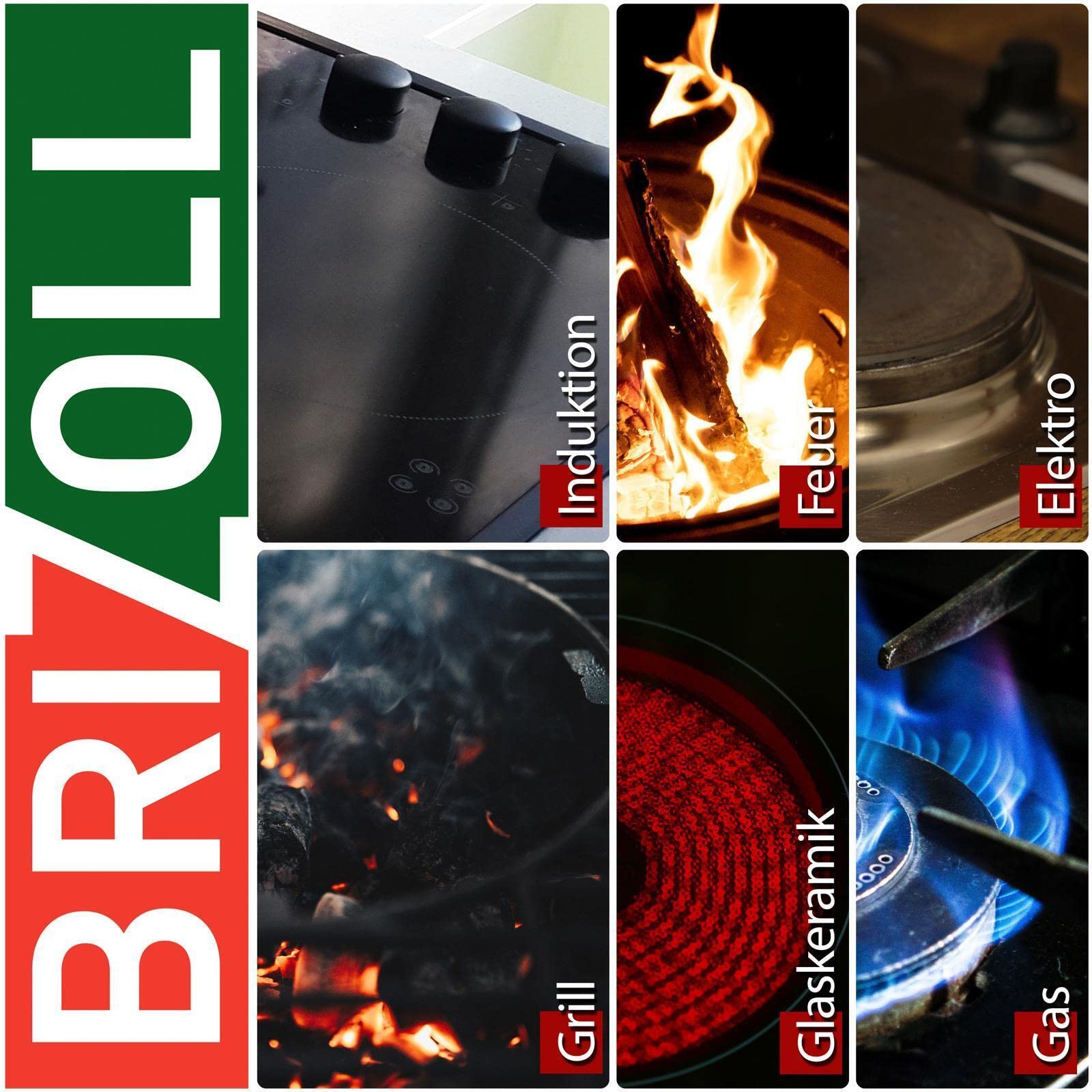 4BIG.fun Ø30cm Padella in ghisa - con due manici - pentola - servire - friggere per barbecue - gas - tutte le fonti di calore compresa l'induzione - utensile da cucina sicuro per interni ed esterni