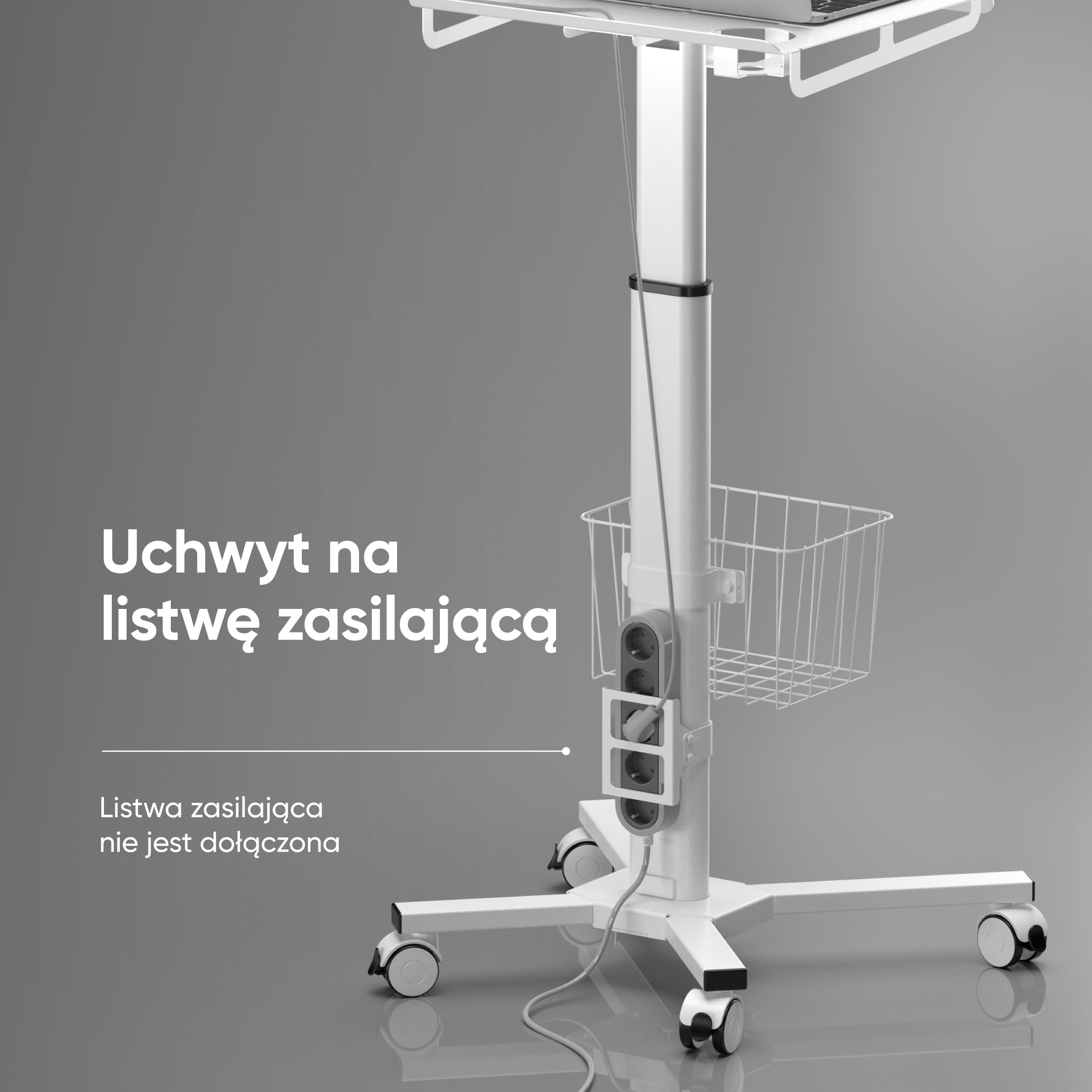 ONKRON Małe biurko z kółkami, optymalne obciążenie 8 kg, stolik na kółkach, stacja robocza z regulacją wysokości, stolik do laptopa, regulowane biurko mobilne na rolce, białe LMG30-W