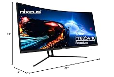 Nixeus EDG - Monitor curvo para juegos de 34 pulgadas, ultraancho, 3440 x 1440, AMD Radeon FreeSync certificado 144Hz 1500R, con soporte de inclinación solo (NX-EDG34S)