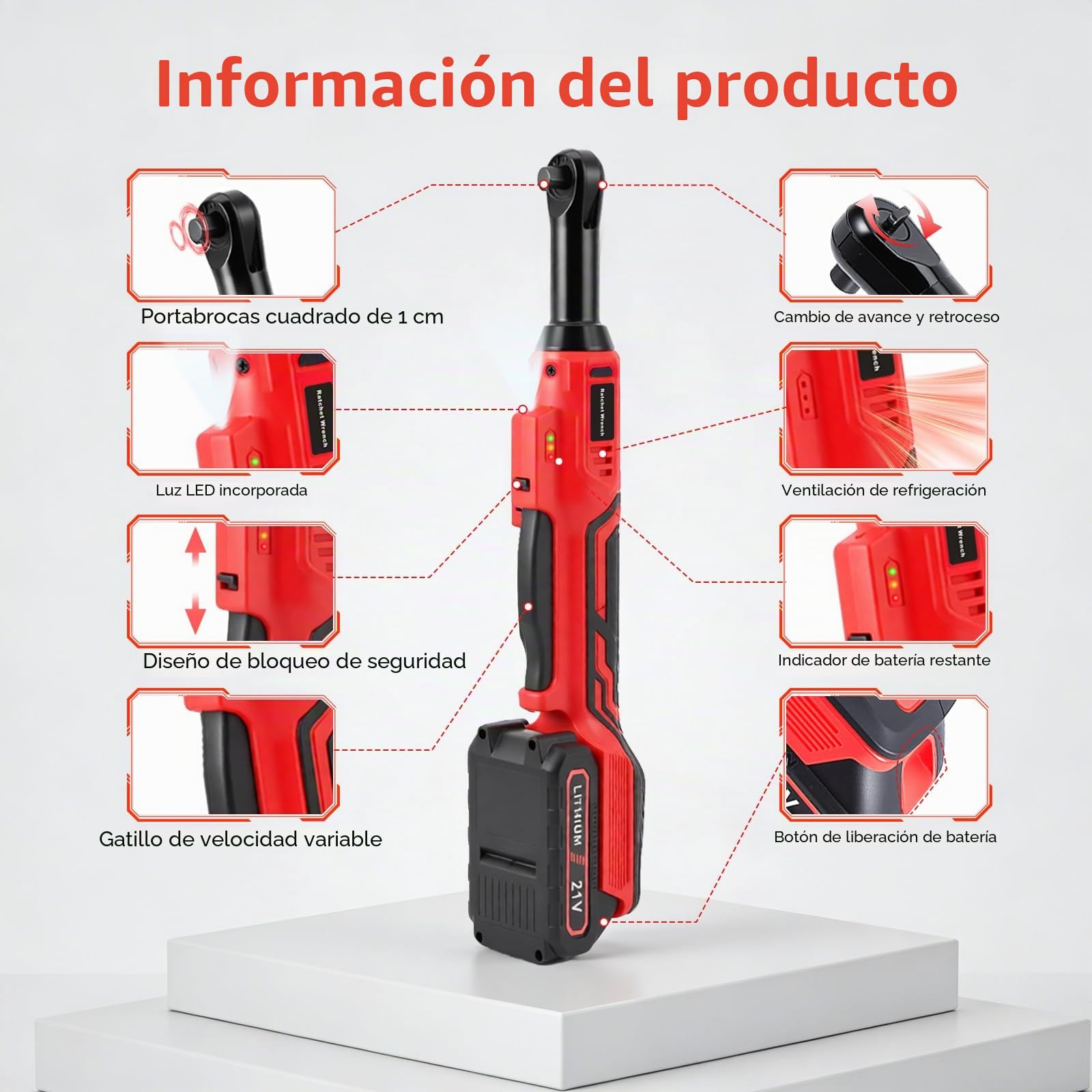 Destornillador de trinquete de batería de 3/8 pulgadas, 60 Nm, llave de trinquete eléctrica, control de velocidad continuo con 2 baterías de 2,0 Ah, juego de llaves de trinquete de 10 piezas, ideal