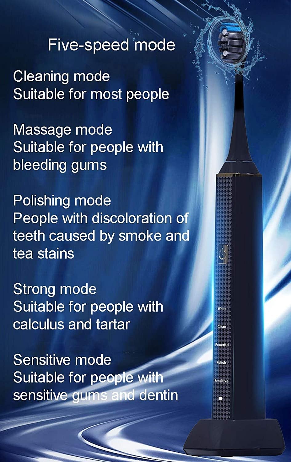 Spazzolini elettrici spazzolini da Denti con 5 modalità 4 Ore di Carica Supporto 30 Giorni utilizzano Impermeabili IPX7 Spazzolino spazzolino da Denti for Adulti USB Ricaricabile
