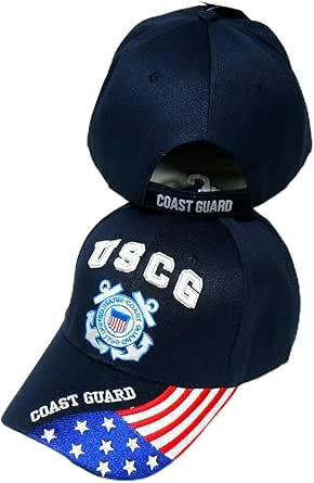 Coast Guard Veteran Baseball Cap - Blue Military Hat With Eagle & American Flag Design