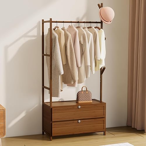 Miniatura 13 de Estante Colgante Mejorado para Ropa con Cajones, Estante de Ropa de 39.37 Pulgadas de Grosor Sólido con Estantes, Estante de 27.6 Pulgadas de Ancho