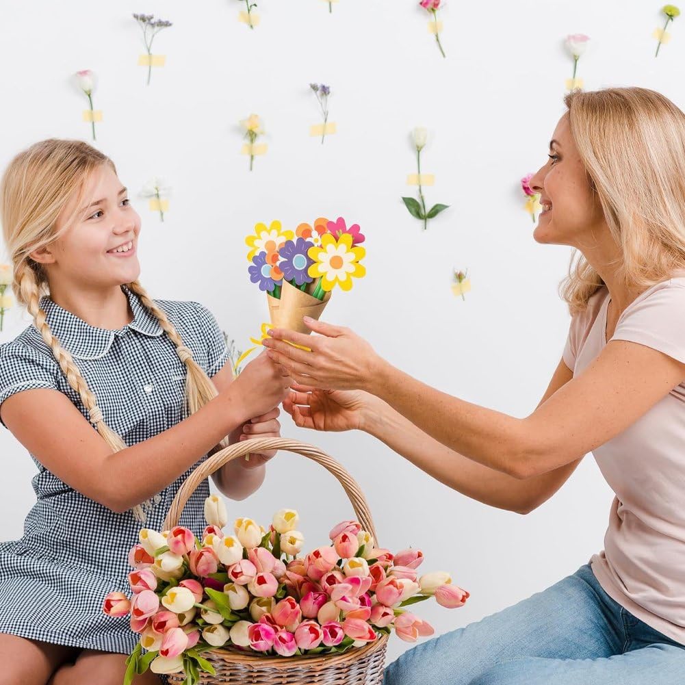 24 szt. DIY papierowy zestaw do rękodzieła, ręcznie wykonany materiał artystyczny na Dzień Matki do szkoły klasy domu wakacje