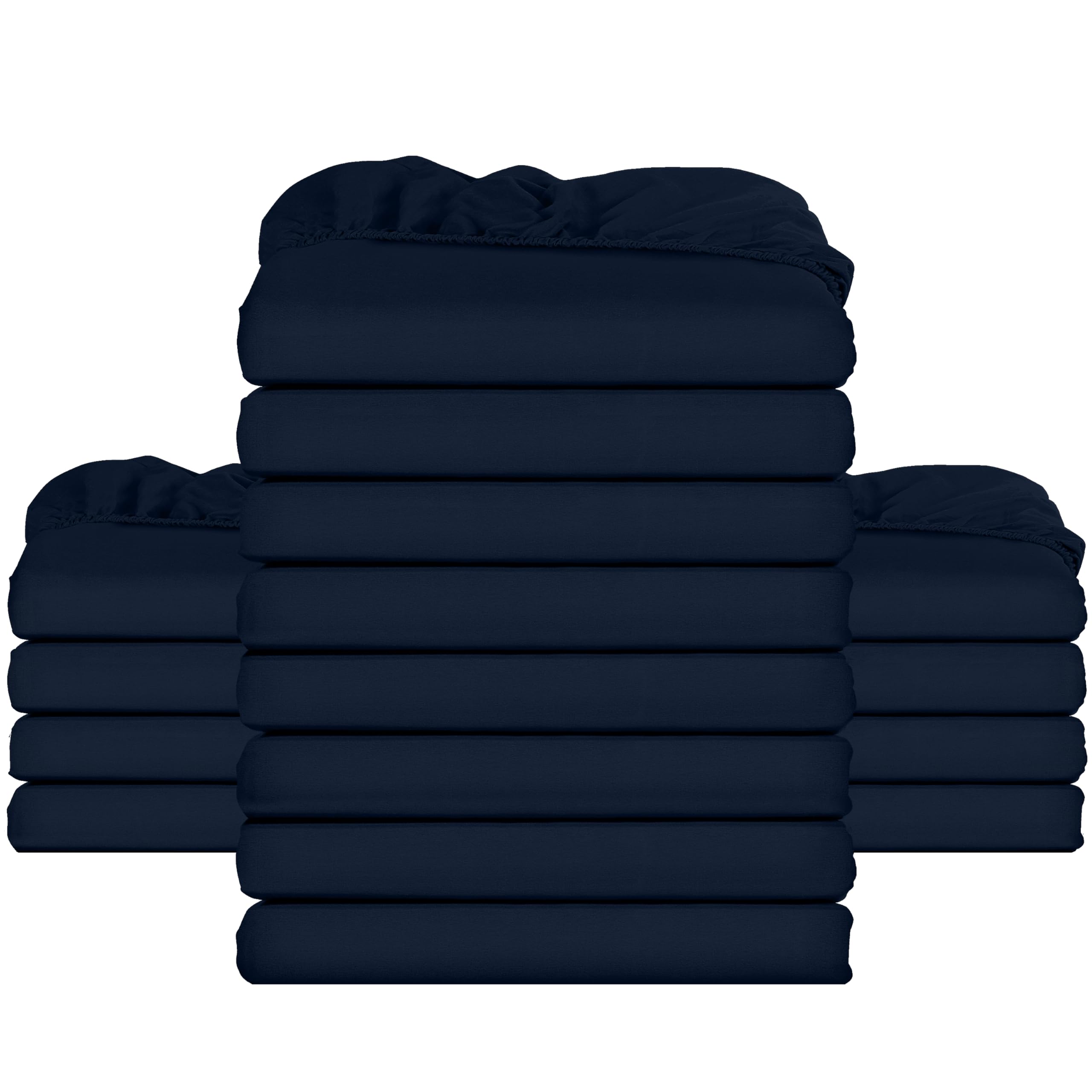 Utopia Bedding Fitted Sheet Bulk Pack of 16 Pieces - Super King, Navy - Deep Pocket - Easy Care Soft Brushed Microfibre Fabric - Shrinkage and Fade Resistant - Bottom Sheet