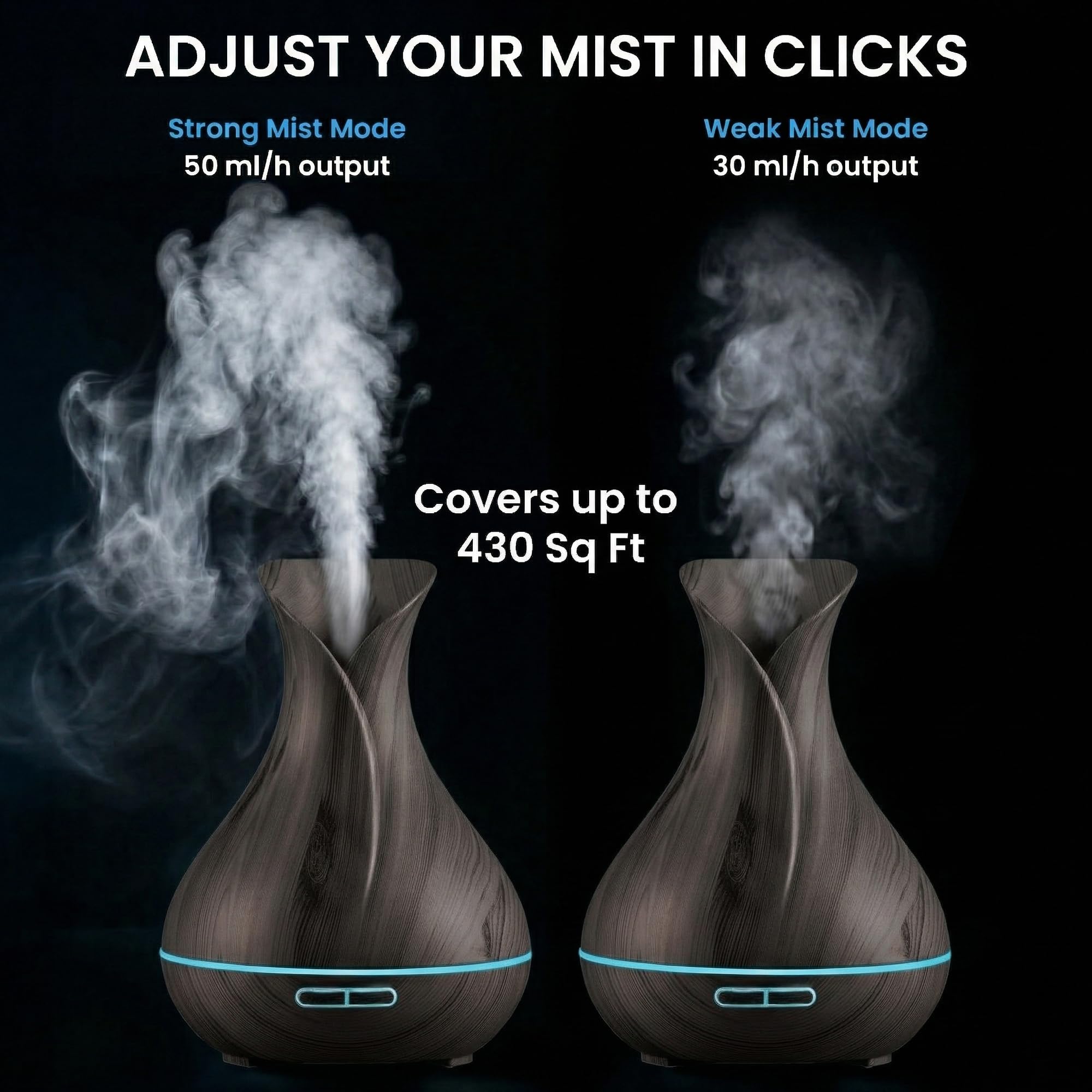 Sierra Modern Home Smart WiFi Humidifier - Aromatherapy Essential Oil Diffusers with App Control & Voice Control - Works with Alexa & Google Home - 400ml Ultrasonic Diffuser & Humidifier -: Dark Brown