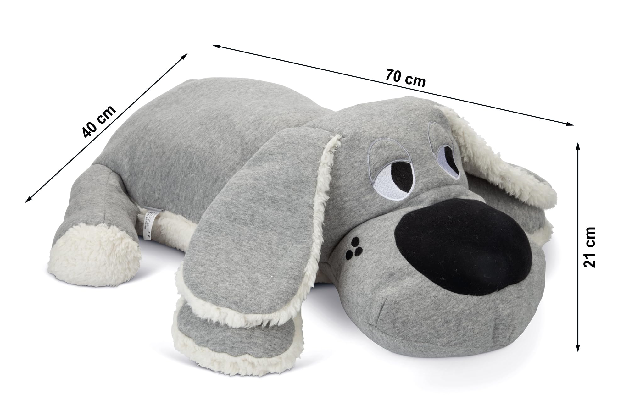 Beeztees Welpe Boomba XL, Plüschtier für Welpen, Hundespielzeug, grau, 70x40x21 cm