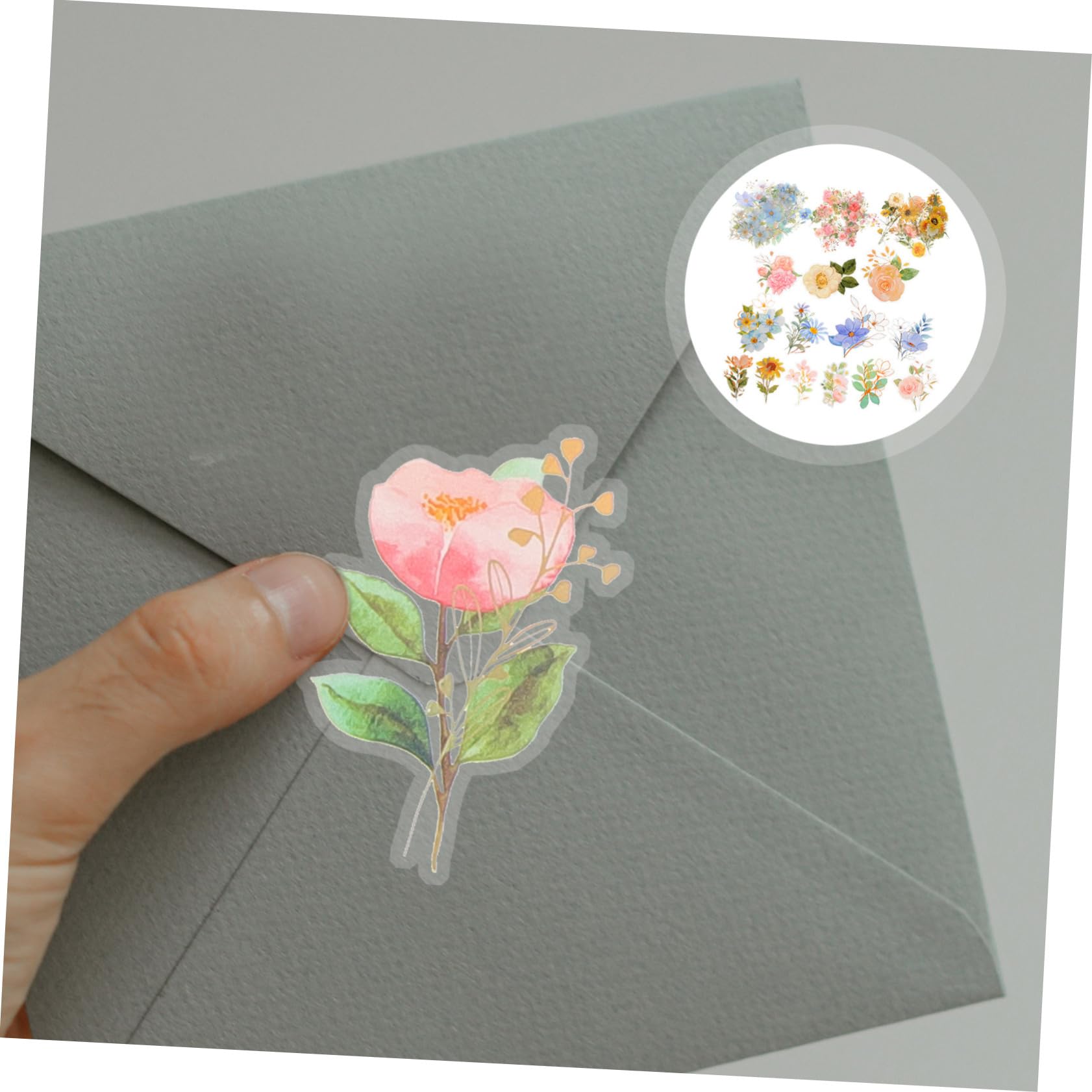 DOITOOL 12 Set Adesivi Floreali per Scrapbooking Stickers Plastici Trasparenti e Impermeabili per Album Fai da Te Decorazioni per Bottiglie Computer e Biglietti