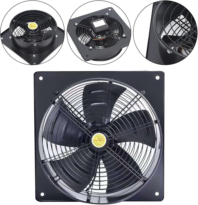 Ventilador de Extracción Industrial de Flujo Axial de 12,6 pulgadas, 120 W, para Montaje en Pared, para Garage y Cocina miniatura 9