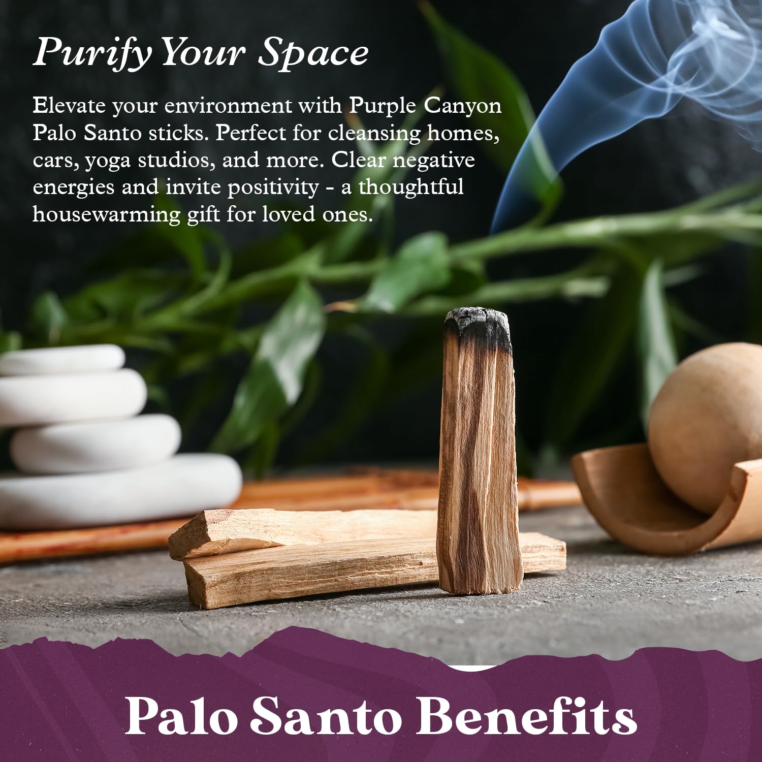 Purple Canyon Palo Santo Räucherstäbchen, 6 Stück, Chakra-Meditation, spirituelle Energie, Energie-Reinigung, Stressabbau, Räucherstäbchen