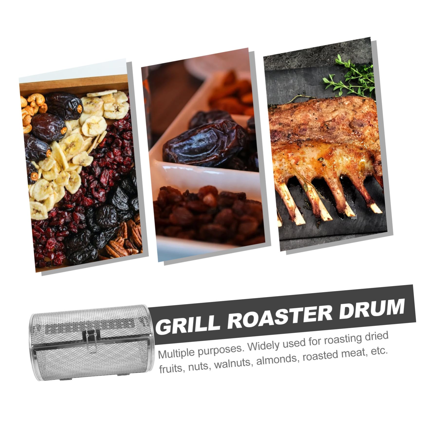 Gabbia Grill Rotante in Acciaio Resistente per Forno Elettrico Cestino Girarrosto con Blocco Sicuro Accessorio Cucina per Arrostire Noci Frutta Secca e Carne