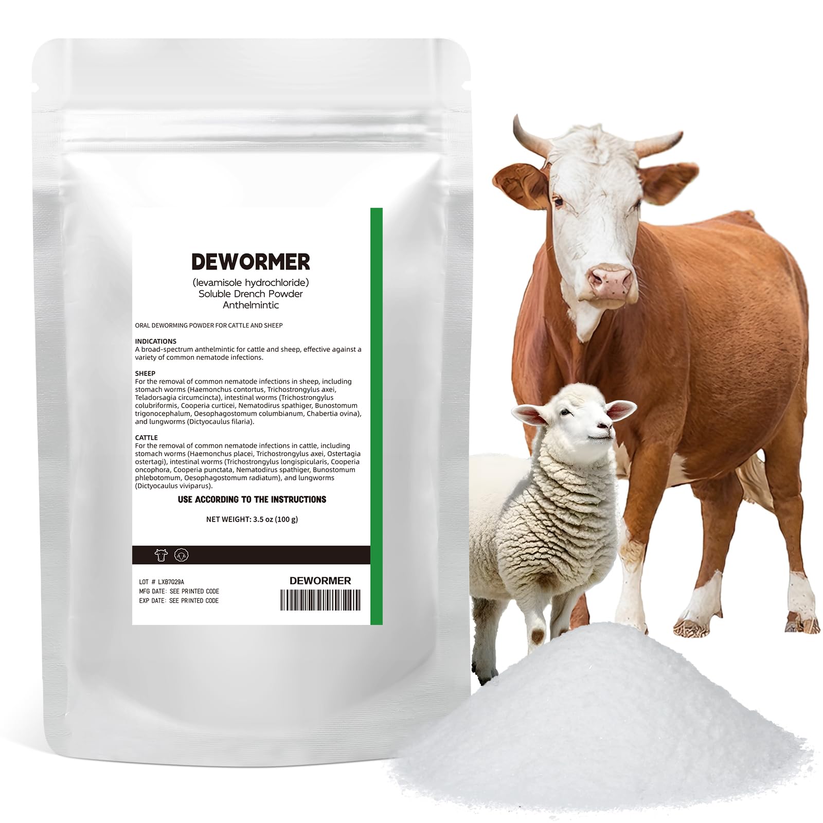 BiKontrun Soluble Drench Powder, Dewormer for Cattle and Sheep, 3.5 oz (100 g)
