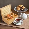 Promosyonca Orjinal Bambu Organizer, Çay Kutusu, Takı Kutusu, Mıknatıslı Kapak, Premium Kalite (6 Bölmeli)