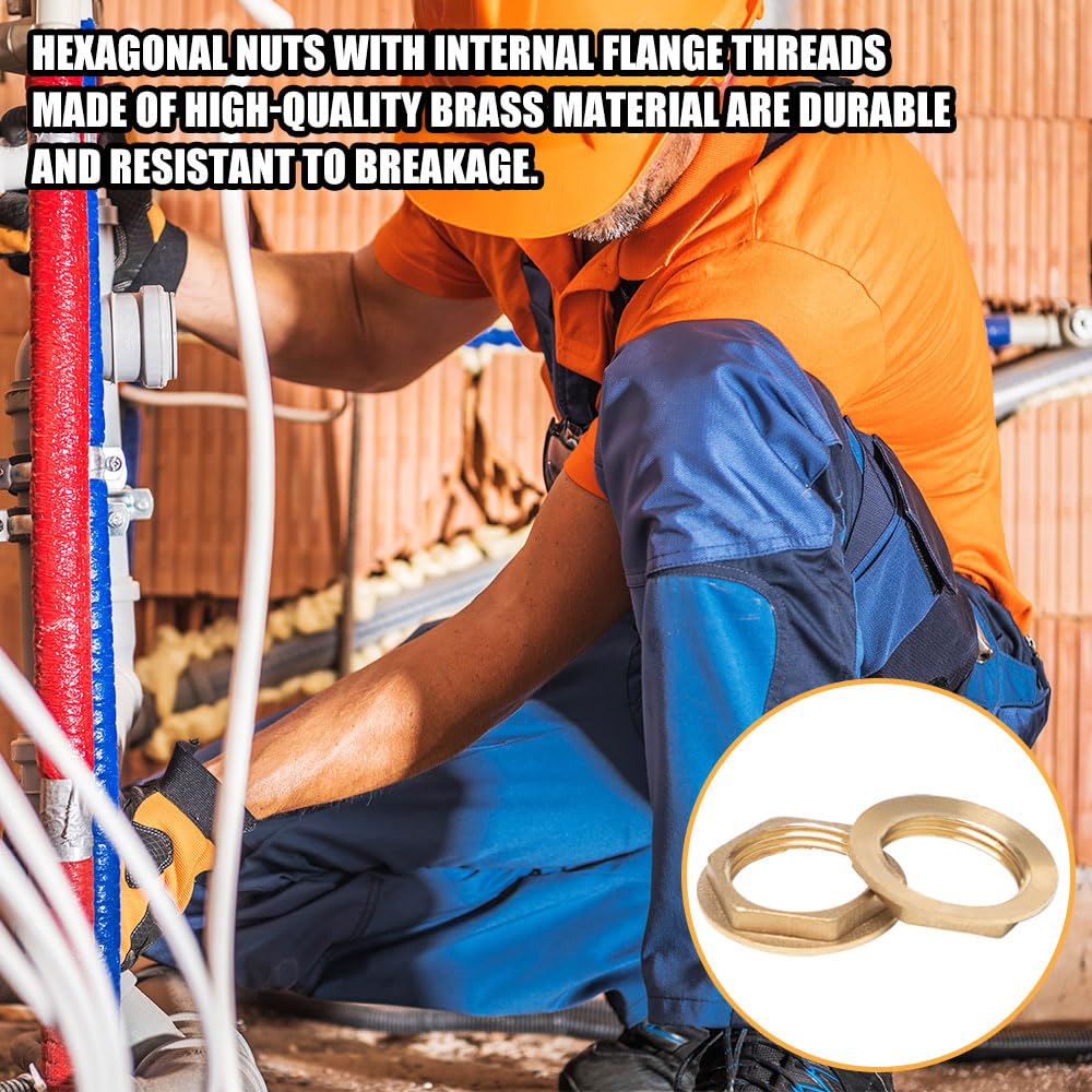 8 Piezas Contratuerca Laton Hexagonal Tuercas de Bloqueo de Latón Hembra 3/4 de Pulgada Tuercas Laton de Brida para Grifos de Lavabo de Baño, Accesorios de Fontanería, Accesorios de Hardware