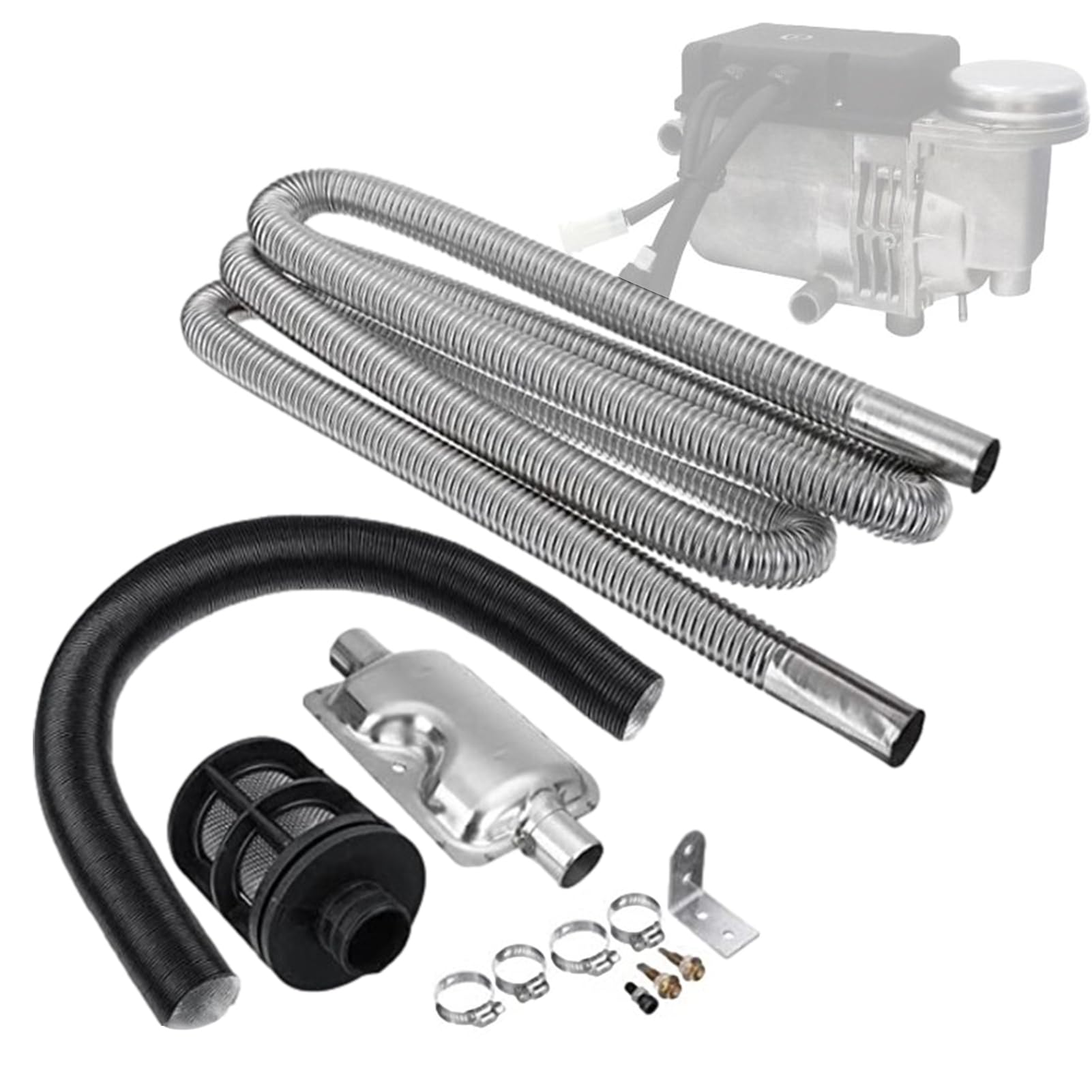 escape flexible - Kit escape reducción ruido,escape acero inoxidable Povanjer calentador aire estacionamiento escape