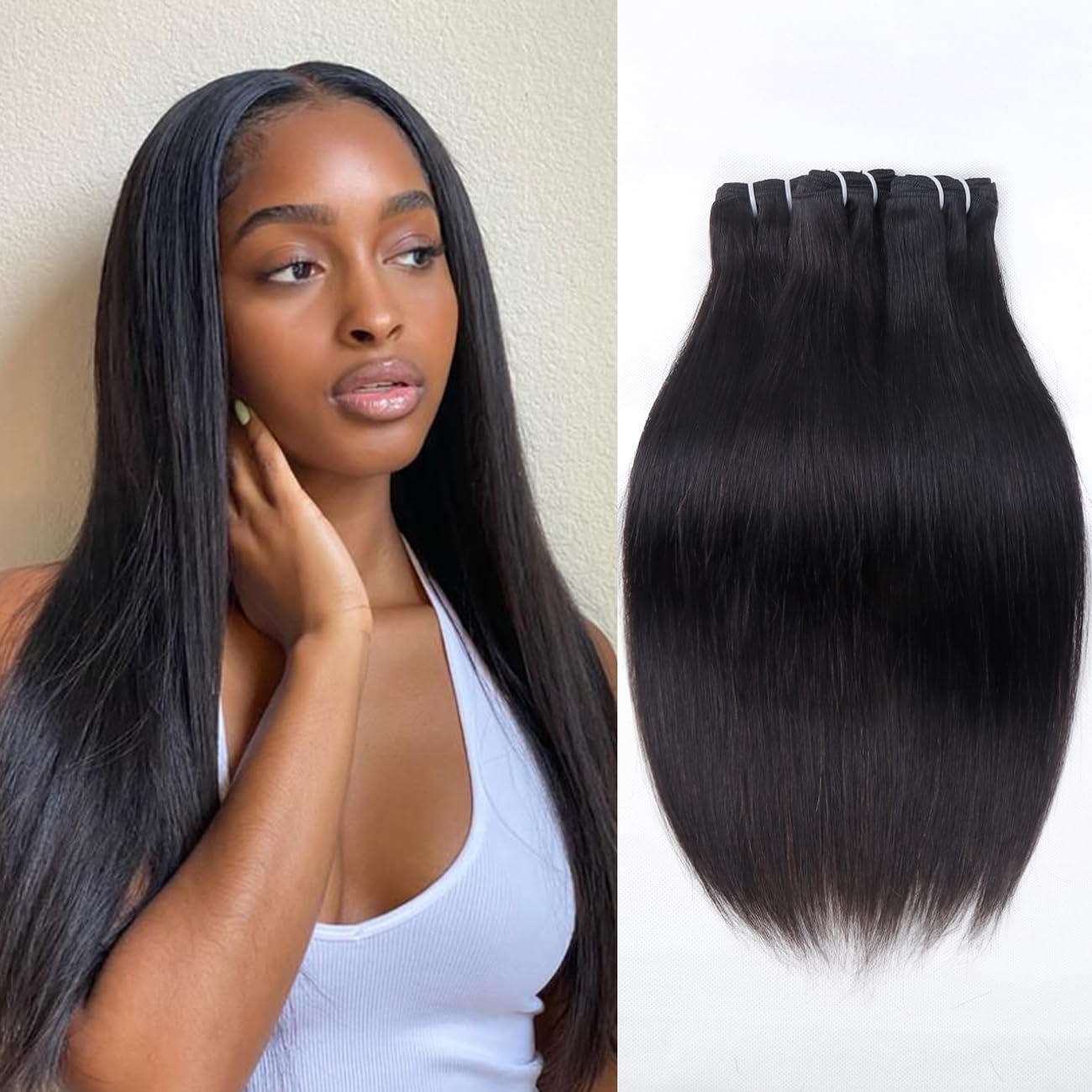 Straight Bundles Human Hair 8 8 8 Inch 100% Unprocessed Brazilian Virgin Hair Straight Weave Bundle Human Hair Bundles Real Natural Black Human Hair Extensions