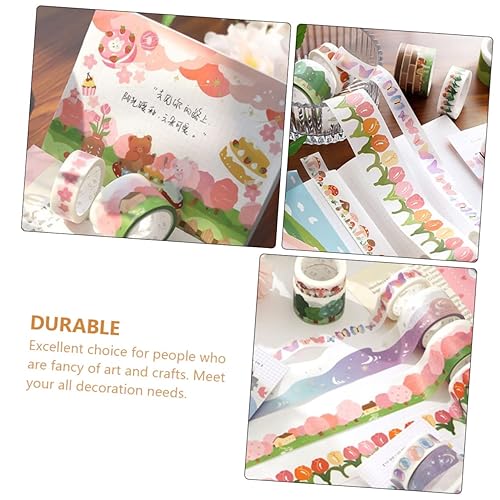Miniatura 7 de VILLCASE 2 Rolls Roll Pocket Tape Sticker Color Tape Cherry Blossom Stickers Colorful Duct Tape Rolls Glitter Washi Tape Cardstock Stickers Colorful