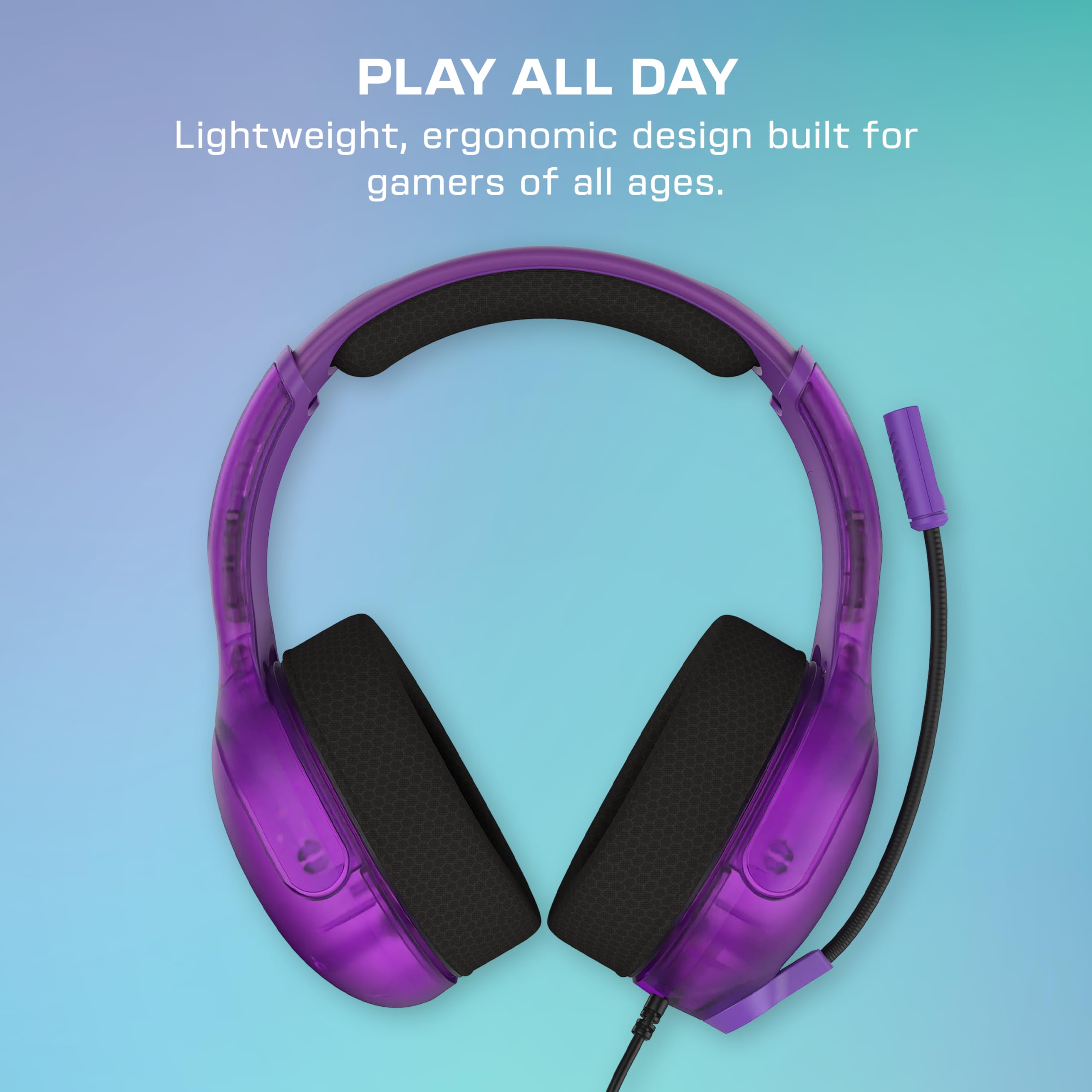 Turtle Beach Airlite Fit Auriculares con Cable para Juegos en Morado fantasmal con Licencia Oficial para Todos los Nintendo Switch: micrófono abatible y silenciable, Orejeras de Comodidad Superior