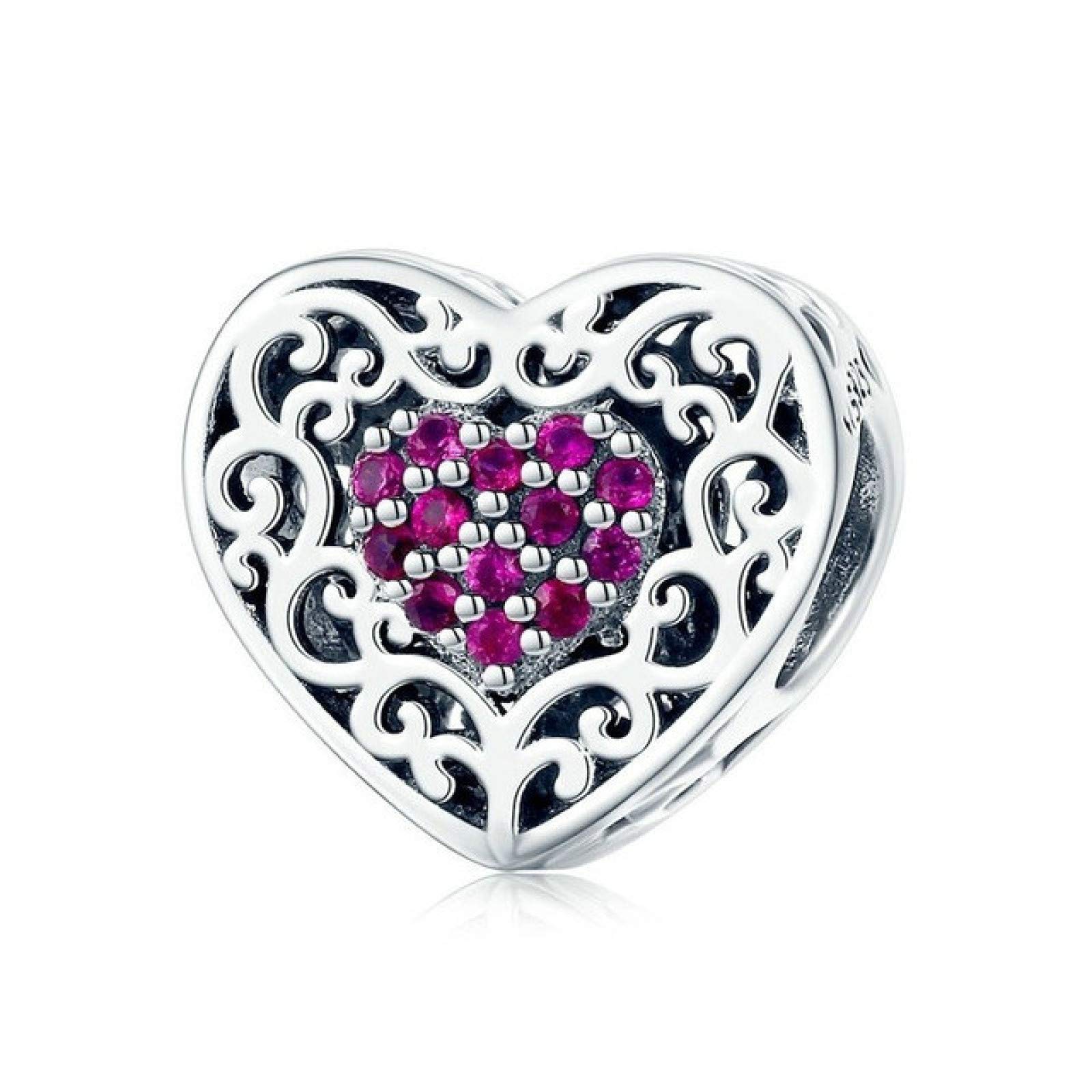MOCHAMIK Perline Cave distanziatrici Bracciale Adatto Perline in Argento 925 Perline a Forma di Cuore a Mano di Mamma S925 Famiglia Sorella per la creazione di Gioielli