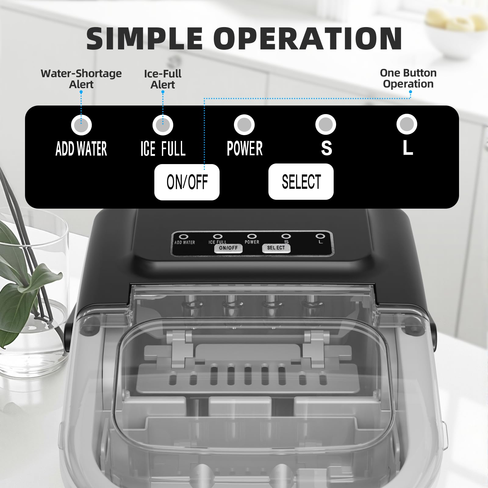 Antarctic Star Countertop Ice Maker Machine, 8 Cubes In 6 Mins, 26.5 Lbs/Day, Self-Cleaning, 2 Sizes, Ultra-Quiet For Home/Kitchen/Camping/RV Grey on Fridge.com - View 4