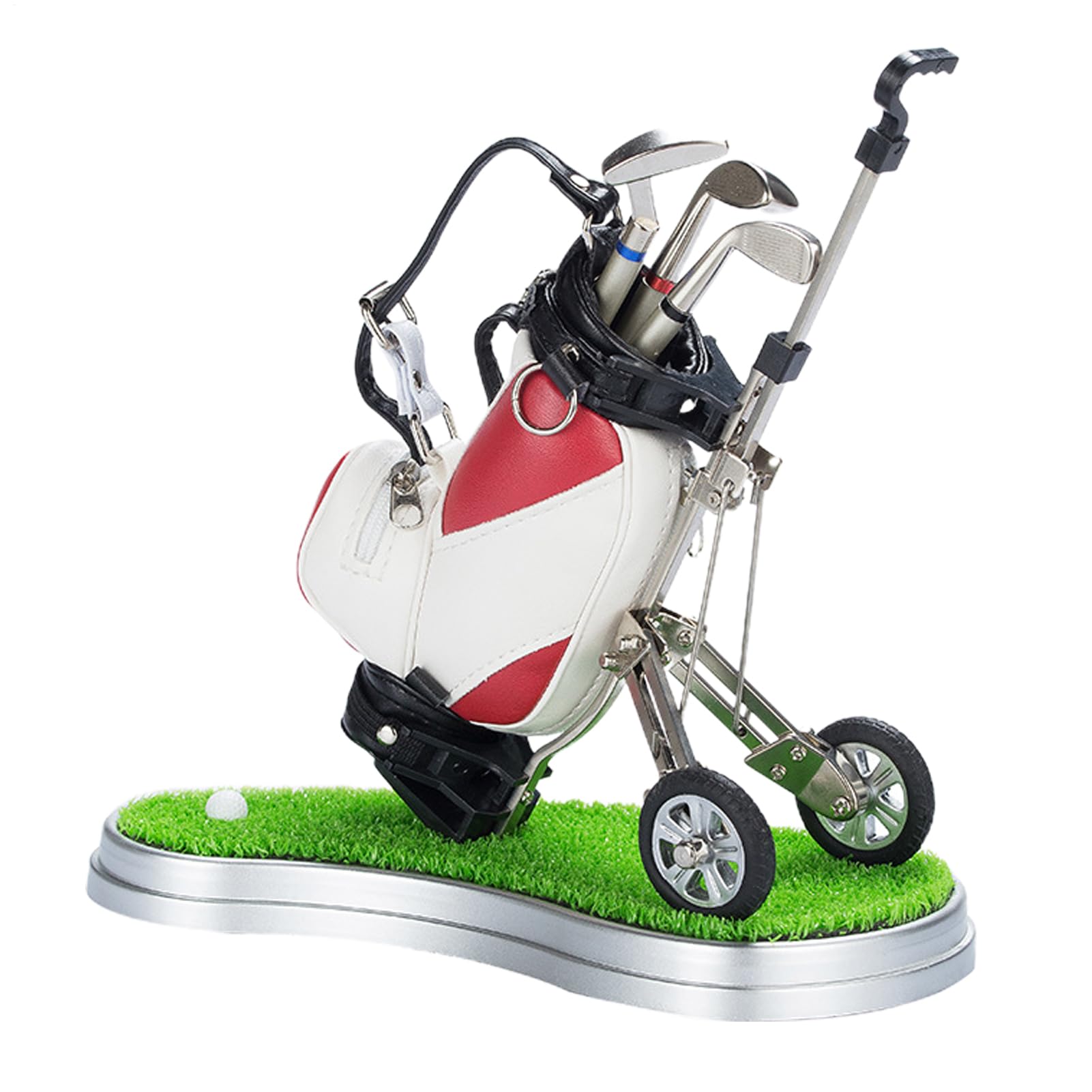 Stylos de golf de bureau avec chariot miniature pour décorer un espace de travail