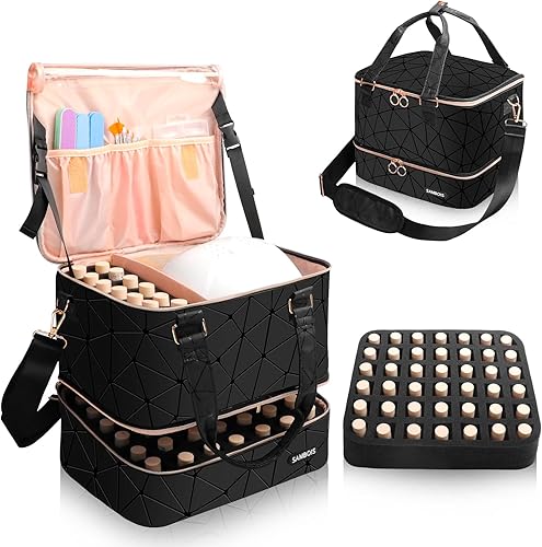 Miniatura 9 de Sambois Estuche organizador de esmalte de uñas con capacidad para 54 botellas de esmalte de uñas (0.5 onzas líquidas) y lámpara de uñas,