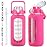 kytffu 64oz Glass Water Bottles with Straw, Half Gallon Motivational Glass Bottle with Silicone Sleeve and Time Marker, 2L Leakproof Large Glass Water Jug for Gym Home Office, Rose Red