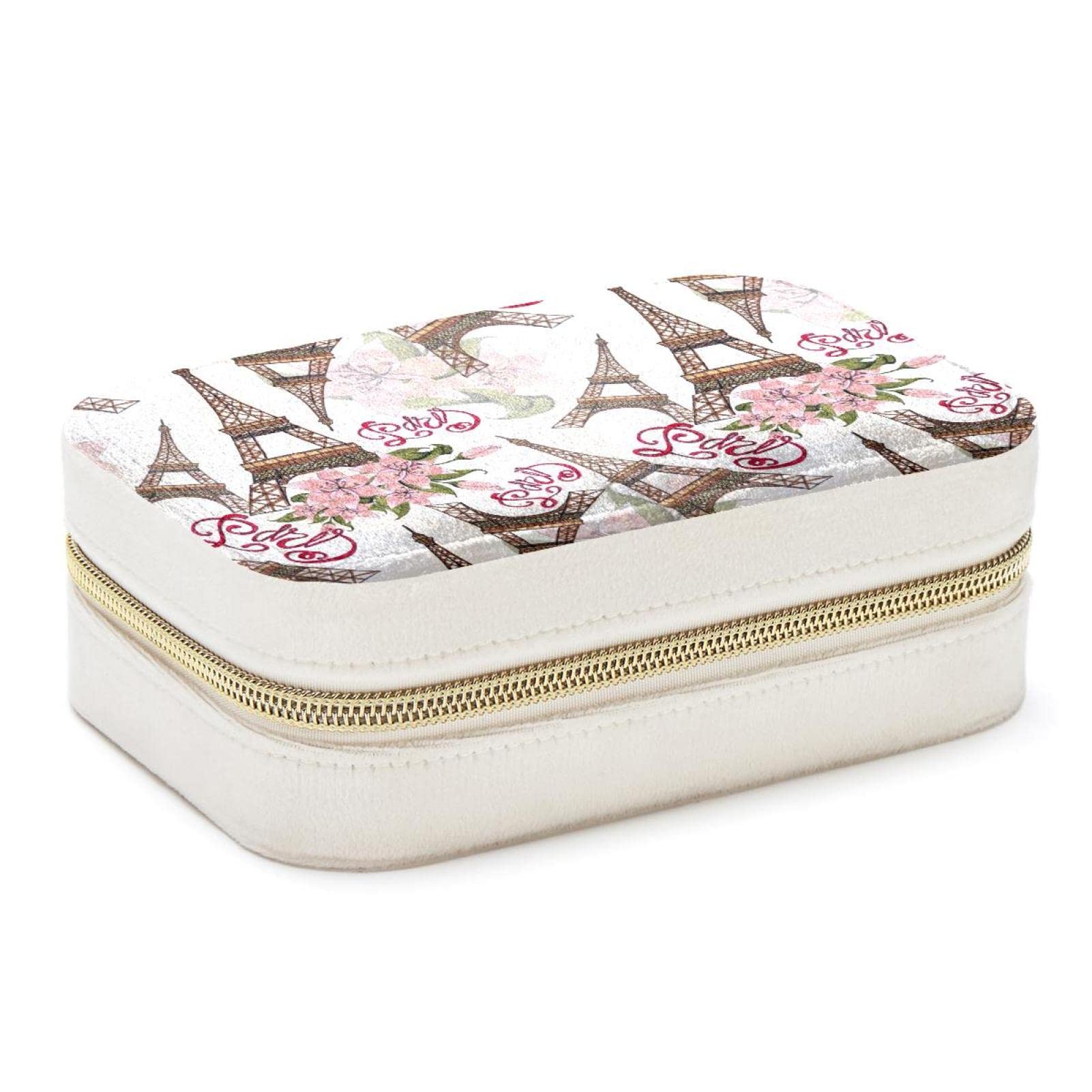 Boîte à bijoux vintage Tour Eiffel : organiseur de voyage compact en simili cuir pour colliers