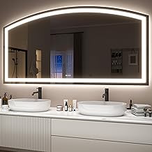 Hasipu 72" x 36" Arch LED Bathroom Mirror, Frontlit Wall-Mounted Vanity Mirror with Lights, Defogging, Smart Touch, Dimmable 3 Color Modes, Safety Shatterproof Glass Coating