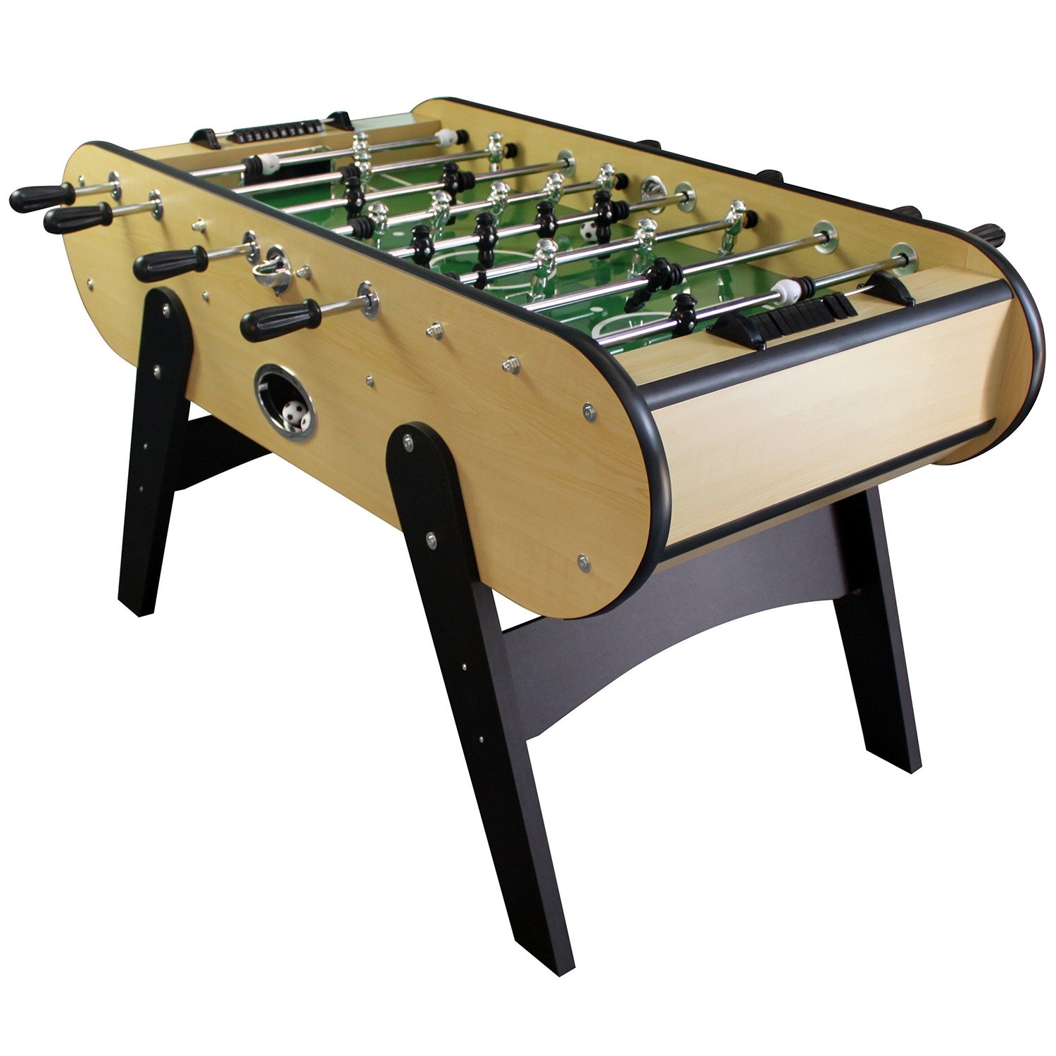 Baby-Foot SAO Paulo Bois Clair Style Bistrot 146x74 cm | Barres télescopiques en inox pour plus de solidité, poignées longues, joueurs finition ABS, 4 balles incluses