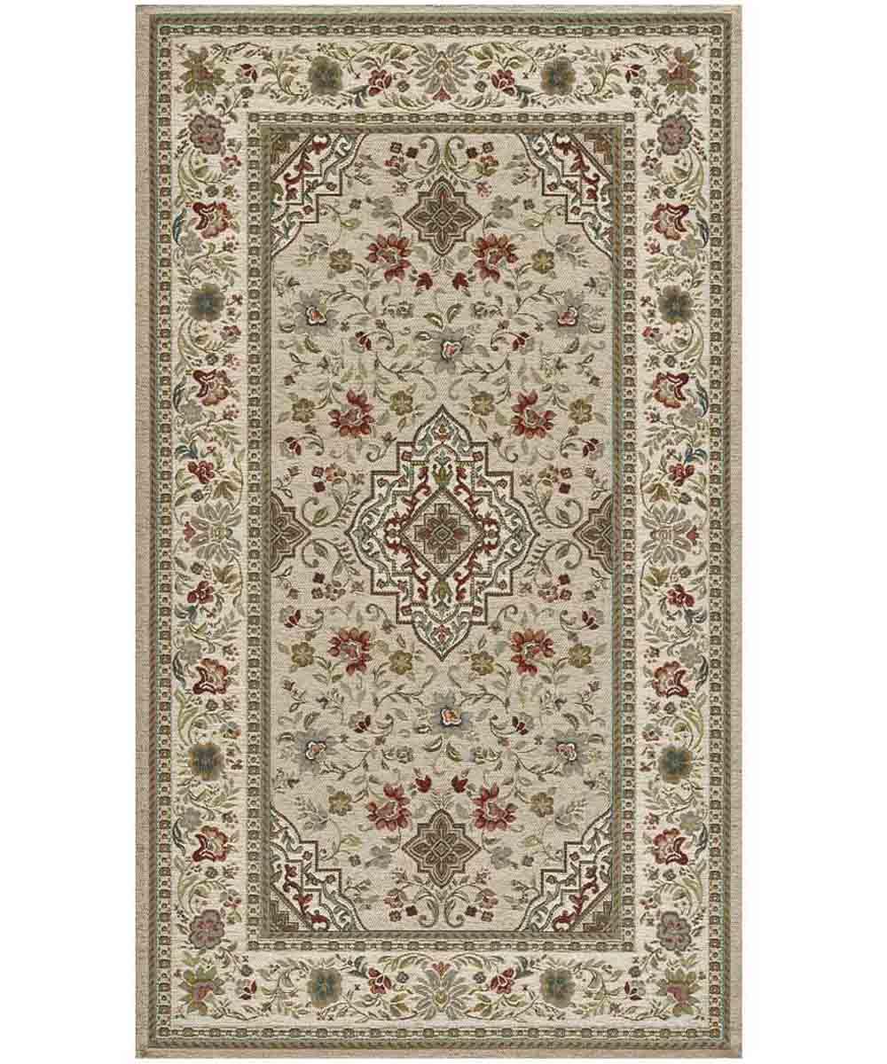 TABRIZ Lot de 2 tapis orientaux classiques Taupe en chenille multi-usages lavables antidérapants 65 x 110 cm