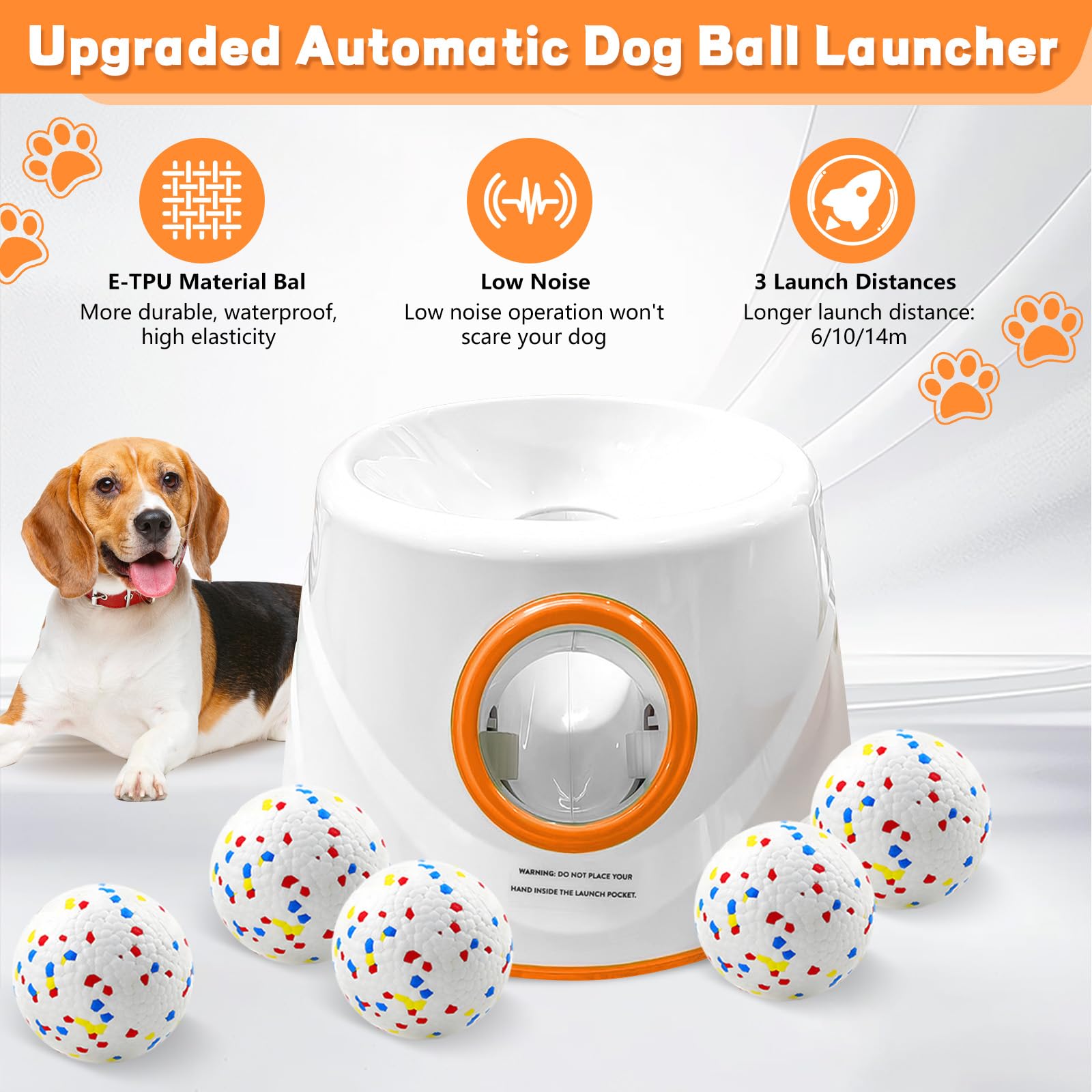 Machine de Balle pour Chien Automatique, Machine Balle pour Chiens avec 6 E-TPU Balles, Jouets Interactifs pour Petits Chiens, pour Intérieur et Extérieur