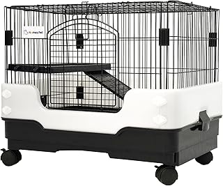Homey Pet 2-Level Rat Cage, Small Animal Cage for Gerbil, Guinea Pig, Hamster, Chinchilla