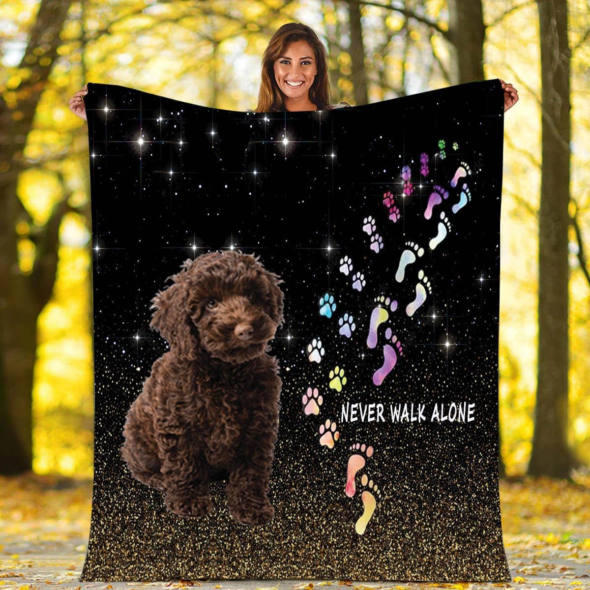 Labradoodle Dog Blanket, Labradoodle Never Walk Alone