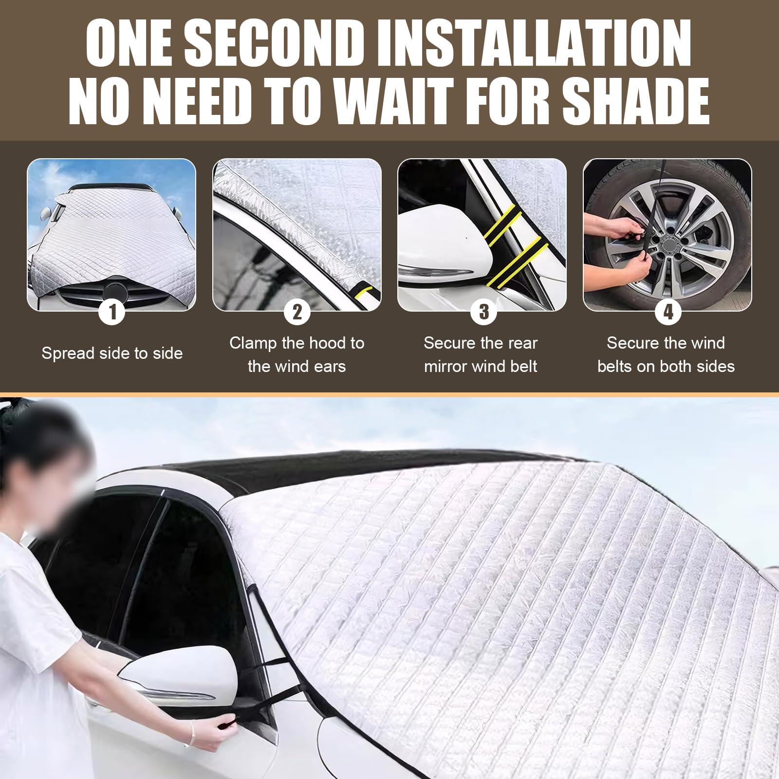 Car Windshield Cover for Ice and Snow Thickened Windproof Four-season Protection Waterproof Dustproof Frost-proof Portable Car Cloth Outdoor — view 2