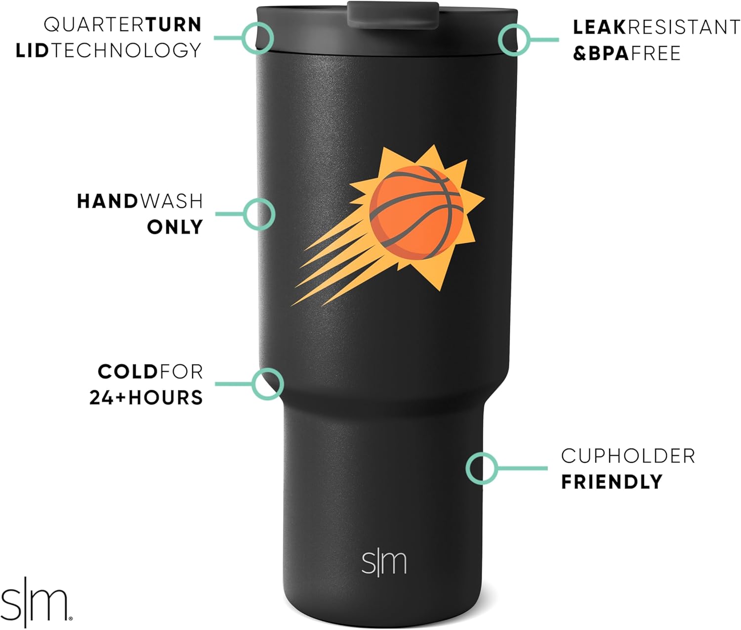 Simple Modern Officially Licensed NBA 30oz Tumbler with Flip Lid and Straws | Insulated Stainless Steel Cup | Trek Collection - Image 2