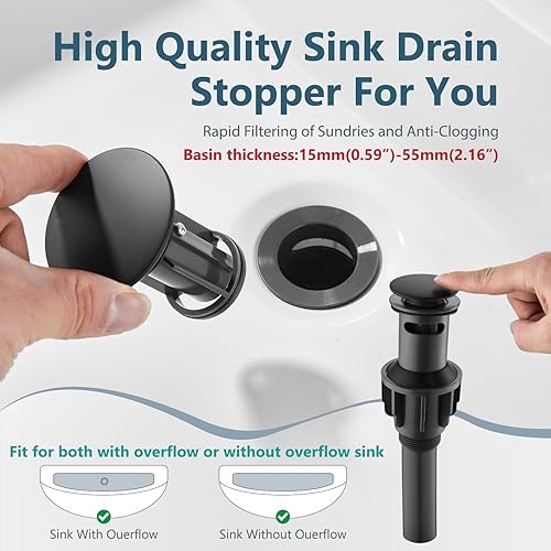 Miniatura 7 de Aolemi Grifo de lavabo de baño, grifo de lavabo de latón vintage negro mate, grifo de lavabo de un solo orificio, grifo giratorio alto de cascada, 1