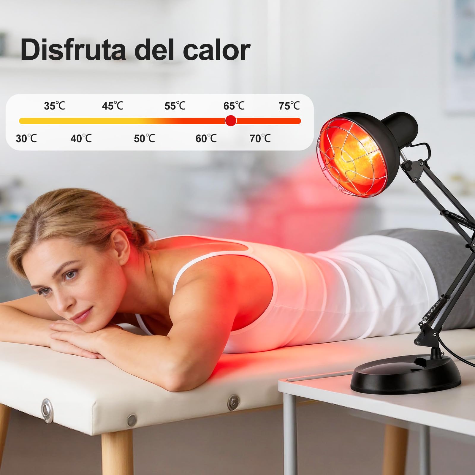 Cozion Lámparas In-frarrojas, 100W Lámparas de Calor In-frarrojo, Emisor Rojo, Lámparas de Calor In-frarrojo, Luz Roja con Temporizador, Brazo de Soporte Ajustable
