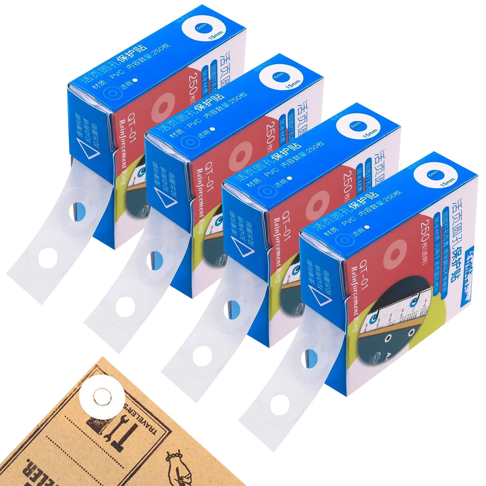 Amplificatore per fori autoadesivo 1000 pezzi anelli di rinforzo 15 mm