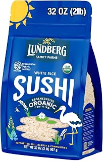 Lundberg Organic California Sushi Rice 32oz - Sticky Short Grain White Rice for Perfect Sushi Rolls, Bowls & Mochi