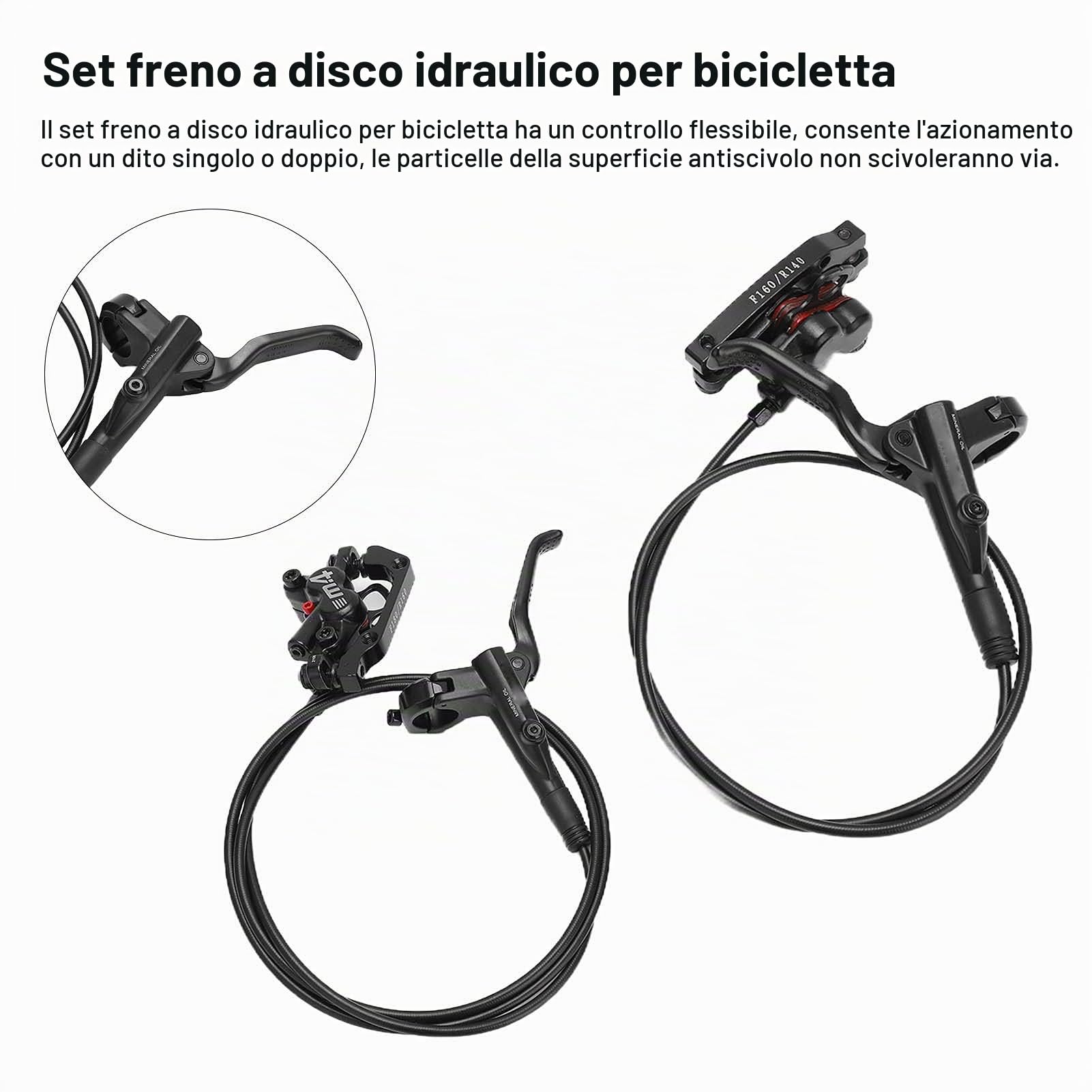 Freni a Disco Idraulici MEROCA M4 in Lega di Alluminio MT420 Anteriore Destro o Posteriore Sinistro Freno a Disco a Pressione Dell'olio a 4 Pistoni con 1 Paio di Rotori del Freno a