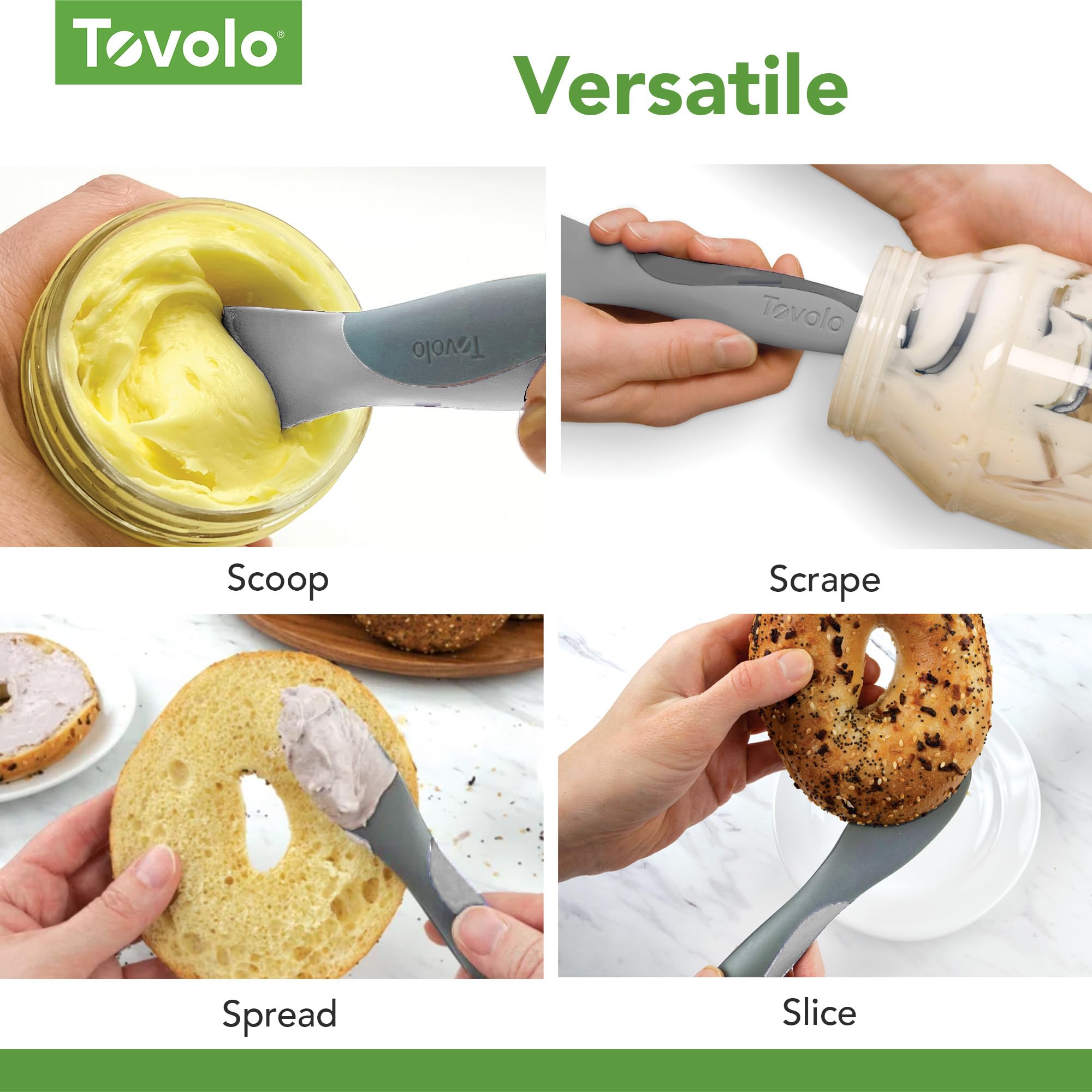 Tovolo Scoop N Spread - Strumento In Silicone Per Uova, Omelette E Pancake, Lungo 31 Cm, Ergonomico, Colore Bianco