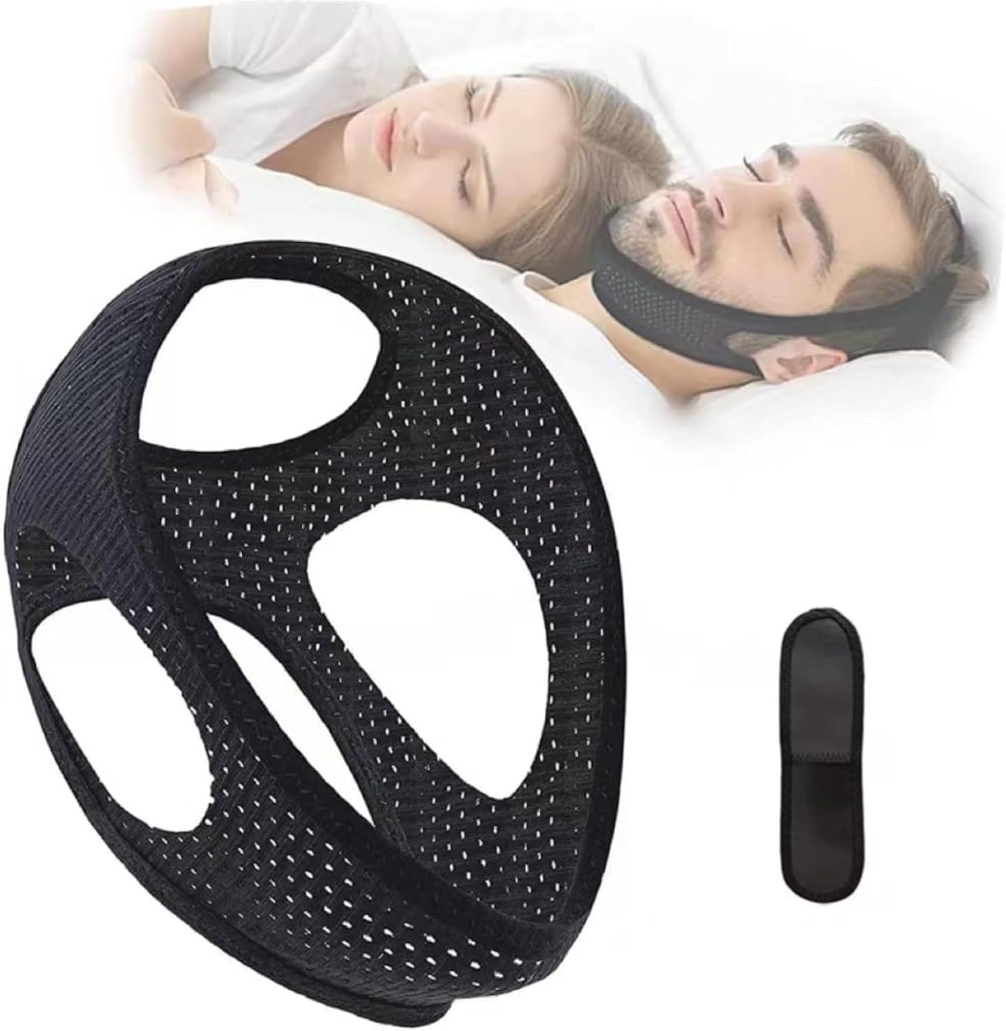 Chin Strap Anti Snoring Devices, Soft Breathable Devices Adjustable Effective Stop Snoring Sleep Aid Snore Reducing Aid, Stop Snoring Devices for Women & Men (One Size,Black) Chin Strap Anti Snoring Devices, Soft Breathable Devices Adjustable Effective Stop Snoring Sleep Aid Snore Reducing Aid, Stop Snoring Devices for Women & Men (One Size,Black)