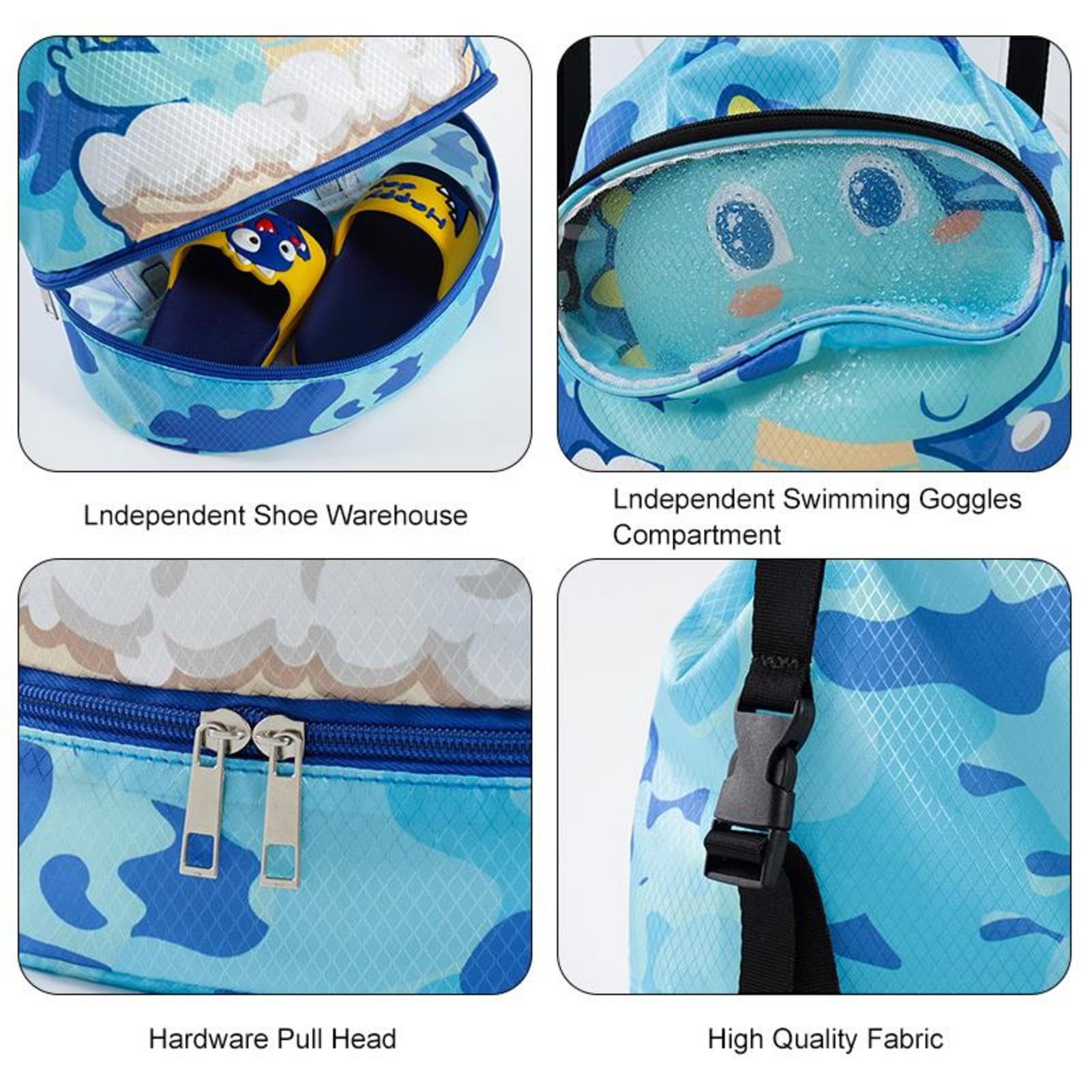 Generico Borse da nuoto per bambini,Borse da bagno Cartoon per nuotatori | Borsa sportiva impermeabile con coulisse e separazione asciutta e bagnata con tracolla regolabile per nuoto, spiaggia, sport,