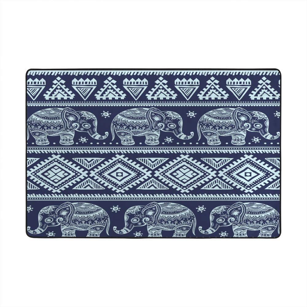 Tapis de sol salon et cuisine grand format éléphant bleu cosy
