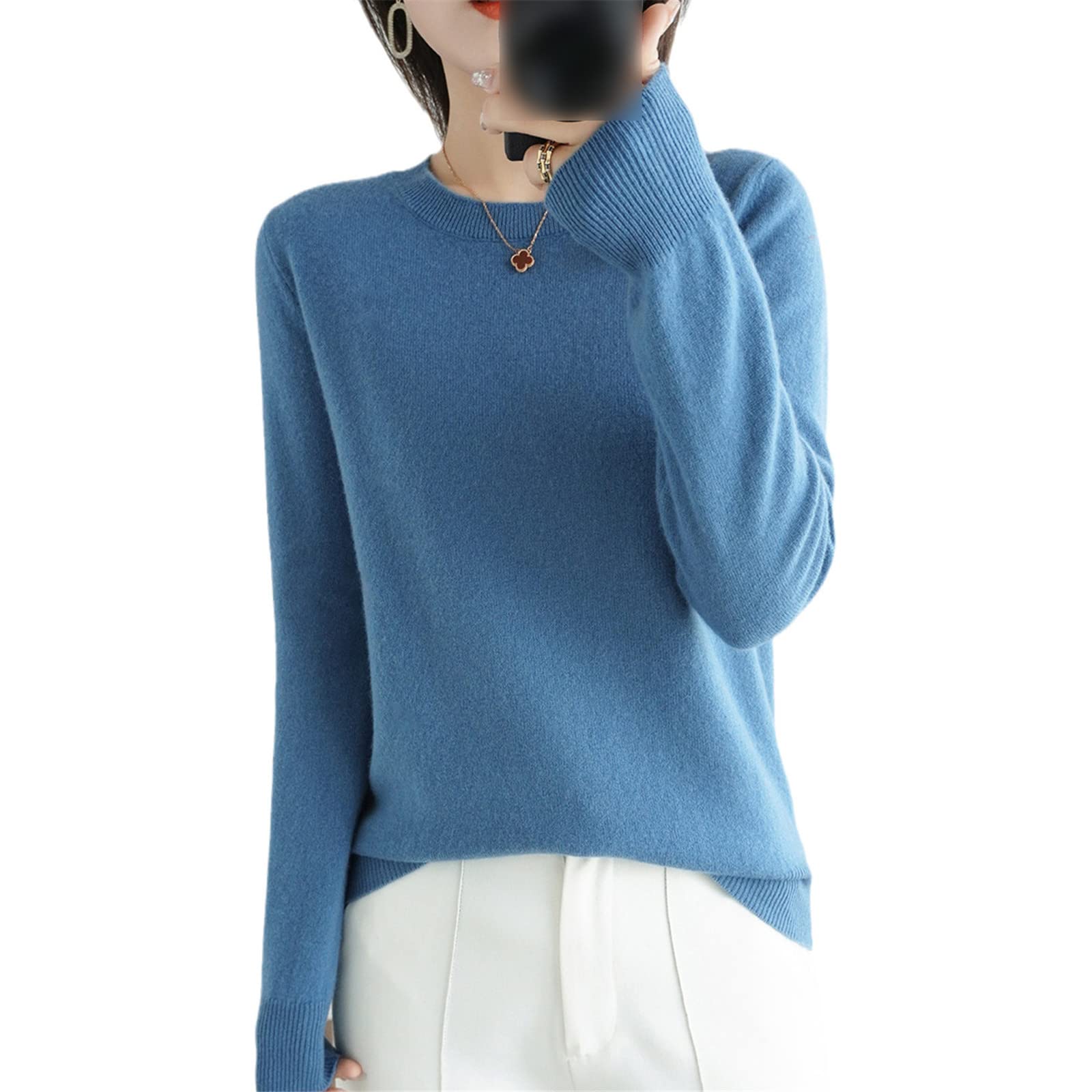 Suéter de cachemira de lana 100% suéter de mujer O cuello jersey casual de punto superior otoño invierno abrigo